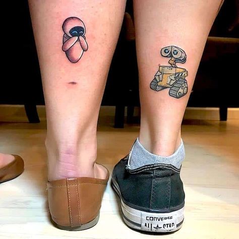 Walle And Eve, Small Friendship Tattoos, Matching Friendship Tattoos, Eve Tattoo, Walle Y Eva, Cute Best Friend Tattoos, Quotes Pretty, Tattoos And Meanings, Tattoo Family