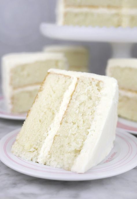 All-Occasion White Cake | Bakerella White Velvet Cakes, Moist Vanilla Cake, White Cake Recipe, White Cakes, Vegetarian Cake, Piece Of Cake, Snack Cake, Cake Frosting, Occasion Cakes