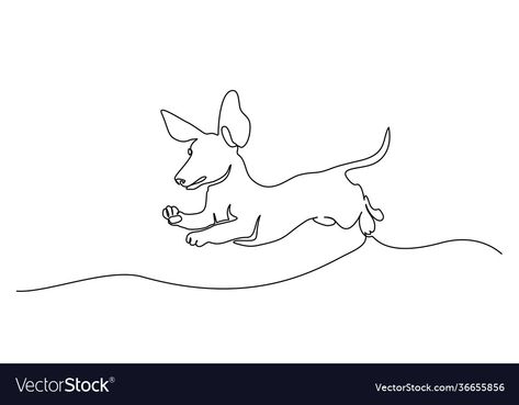 Longhaired Dachshund Tattoo, Dachshund Line Drawing, Dachshund Line Tattoo, Fine Line Dachshund Tattoo, Sausage Dog Tattoo Outline, Small Dachshund Tattoo, Dog Running Tattoo, Dachshund Line Art, Weenie Dog Tattoo