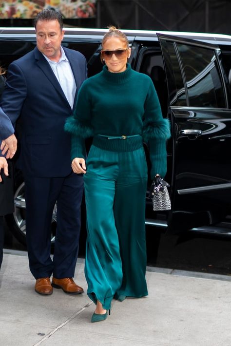 Teal Monochromatic Outfit, Dark Turquoise Outfit, Dark Teal Outfit, Green Monochrome Outfit, All Green Outfit, Turquoise Outfit, Teal Outfit, Jlo Style, Turquoise Clothes