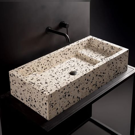 Terrazzo custom sinks & furniture in Terrazzo | Mosaic Factory Terrazzo Furniture, Terrazzo Sink, Concrete Mix Design, Terrazzo Bathroom, Gray Interiors, Custom Sinks, Tiny House Loft, Marble Furniture, Bathroom Design Inspiration