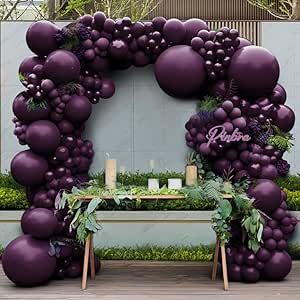 Burgundy Balloons, Purple Balloon Garland, Plum Decor, Color Uva, Purple Party Decorations, Wedding Anniversary Party Decorations, Purple Balloon, Balloon Arch Kit, Mens Birthday