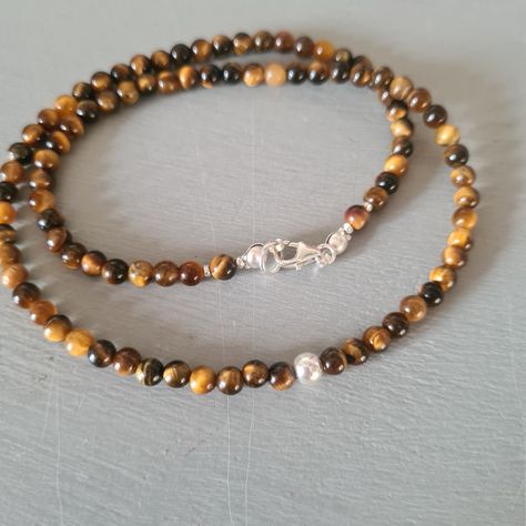 Necklace For Him, 16 Necklace, Tiger Eye Earrings, Tigers Eye Necklace, Gemstone Necklaces, Tiger Eye Bracelet, Gemstone Beaded Necklace, Chakra Jewelry, Unisex Necklace