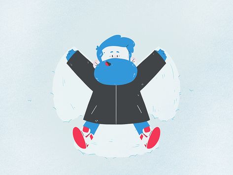 Snow angels by Yimbo Escárrega Snow Angel Drawing, Christmas Motion Design, Stickers Animation, Christmas Motion Graphics Animation, Winter Animation, Snow Angel Illustration, Gif App, Drawing Animations, Snow Animation