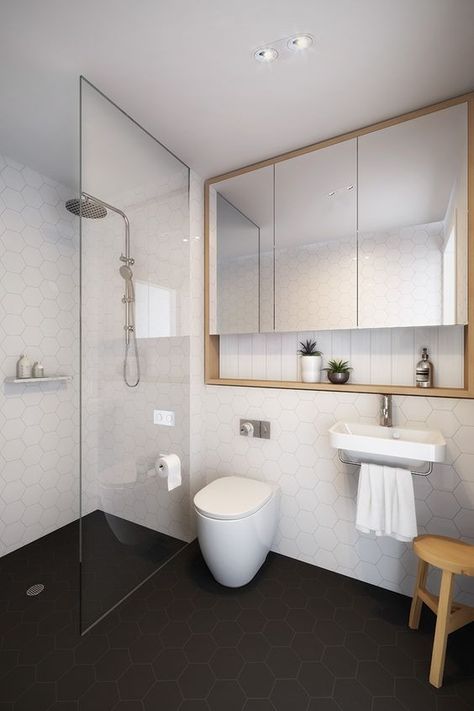 Adding an en suite shower room is both a convenient and a luxurious addition to your home. Toilet Sink, Bathroom Mirror Cabinet, Bathroom Layout, Laundry In Bathroom, Bathroom Remodel Master, Mirror Cabinets, House Bathroom, Bathroom Toilets, Small Bathroom Remodel