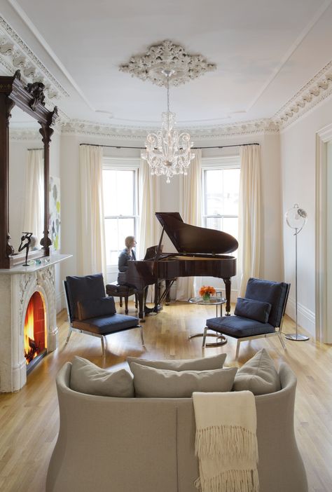 Piano Room Design, Grand Piano Living Room, Piano Rooms, Grand Piano Room, Piano Room Decor, Piano Living Rooms, Piano Lounge, Victorian Town, Music Room Design