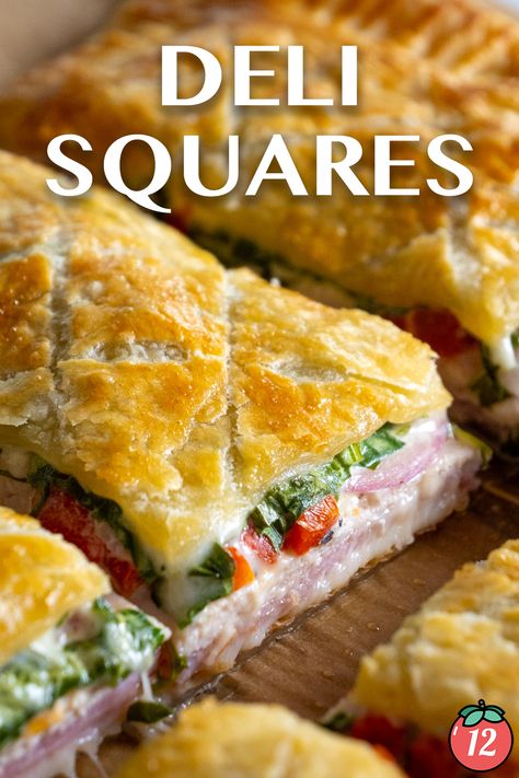 Deli Squares | 12 Tomatoes Game Day Sandwich Ideas, Deli Meat Recipes Dinners, Turkey Deli Meat Recipes Dinners, Deli Squares, Deli Sandwiches Recipes, Bread Meals, Harvest Meals, Deli Meat Recipes, Fridge Ideas