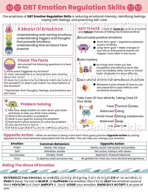 DBT Coping Skills (PDF) – Mental Health Center Kids Emotional Regulation Worksheets, Emotional Regulation Activities, Coping Skills Worksheets, Anger Management Worksheets, Dbt Therapy, Emotion Regulation, Cbt Worksheets, Self Care Worksheets, Self Esteem Worksheets