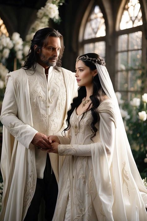 Medieval Wedding Dress Princesses, Fantasy Wedding Dress, Medieval Wedding Dress, Lotr Wedding, Celtic Dress, Elven Dress, Medieval Wedding, Royalty Aesthetic, High Court