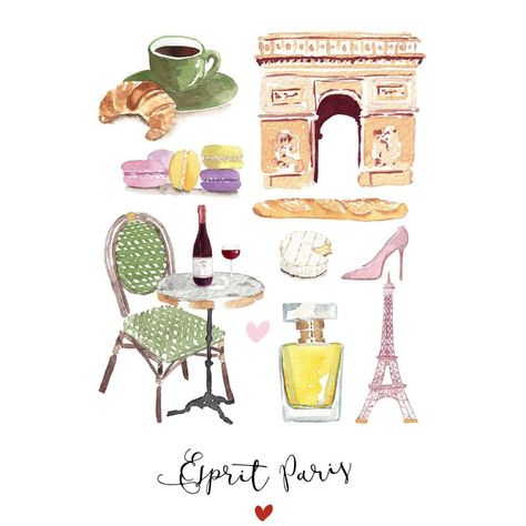 Instagram Watercolor Paris, Travel Book Design, Paris Illustration, Collage Inspiration, Around The World In 80 Days, Paris Mode, France Art, Paris Love, Illustration Fashion Design