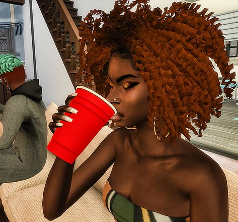 Ebonix | 💗 Kisai Buns 💗 Couple Dance Poses, Red Cup, Unapologetically Black, Sims 4 Teen, Black Art Painting, Afro Puff, Red Cups, Beautiful Mirrors, Couple Dancing