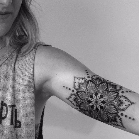 2Spirit Tattoo | Blackwork & Dotwork Tattoos 2spirit Tattoo, Inner Arm Tattoos, Upper Arm Tattoos, Mandala Tattoo Design, Tattoo Arm, Arm Tattoos For Women, Dot Work Tattoo, Trendy Tattoos, Mandala Tattoo