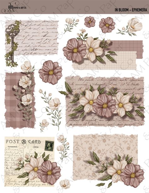 In Bloom Ephemera Stickers Cute Stickers For Scrapbook, Journal Tags Printable, Cute Design For Scrapbook, Art And Craft Wallpaper, Minimal Stickers Printable, Journal Items Printable, Themes For Scrapbooks, Floral Scrapbook Ideas, Cute Journal Stickers Printable