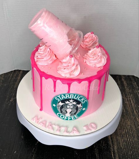 Starbucks Pink Drink Cake, Pink Drink Cake, Starbucks Birthday Cake, Pink Drink Starbucks, Birth Cakes, Starbucks Party, Starbucks Pink Drink, Drink Cake, Starbucks Birthday