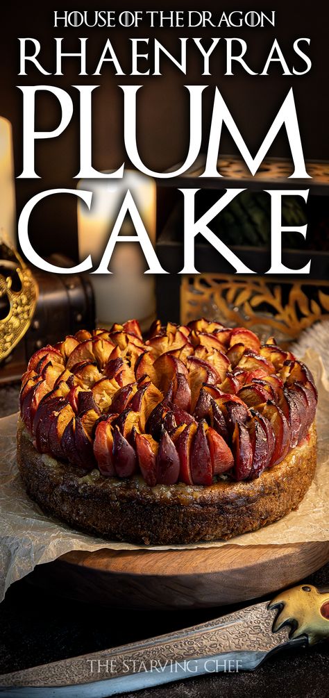 This plum cake blends tart plums with a sweet, moist cake, creating a treat fit for royalty. Elvish Recipes, Fantasy Food Recipes, Dnd Recipes, Lotr Recipes, Literary Recipes, Fantasy Recipes, Dragon Recipe, Hobbit Food, Viking Food