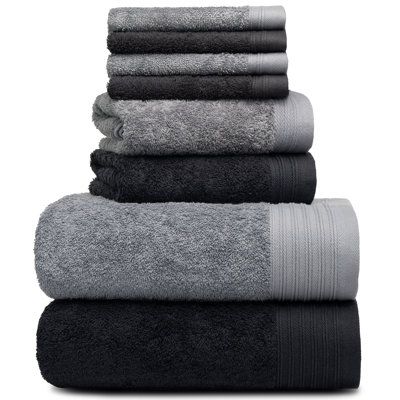 Grey Towels, Black Bath, Gym Towel, Gray Towels, Clean Towels, Fingertip Towels, Bath Ideas, Towel Colors, Towel Collection