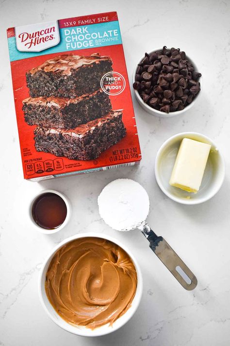 The BEST Buckeye Brownies! • Dance Around the Kitchen Buckeye Brownie Bites Recipe, Lazy Buckeye Brownies, Buck Eye Brownie, Easy Buckeye Brownies, Buckeye Brownie Bites, Buckeye Brownies Recipe, Boxed Brownie Recipes, Brownie Recipe Video, Buckeye Cookies