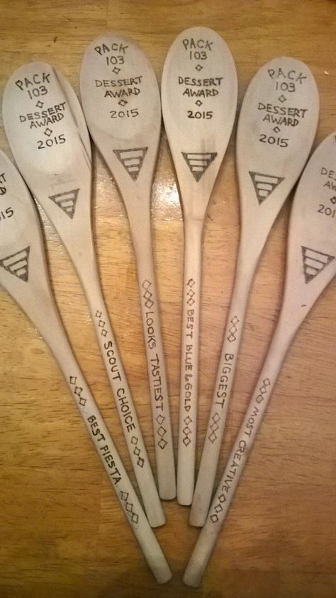 Wood burned spoons for Cub Scout cake awards. Diy Awards, Wood Burned Spoons, Cub Scout Cake, Wolf Scouts, Tiger Scouts, Bear Scouts, Cub Scout Crafts, Cub Scouts Bear, Cub Scouts Wolf