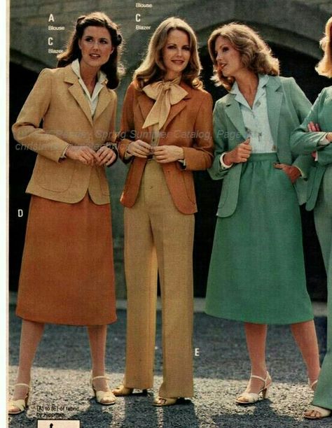 1970s Women Fashion, 1970s Business Woman, 1970s Office Fashion, Vintage Office Wear, 80s Corporate Fashion, 70s Office Fashion, 1970 Outfits, 1973 Fashion, 60s Pants