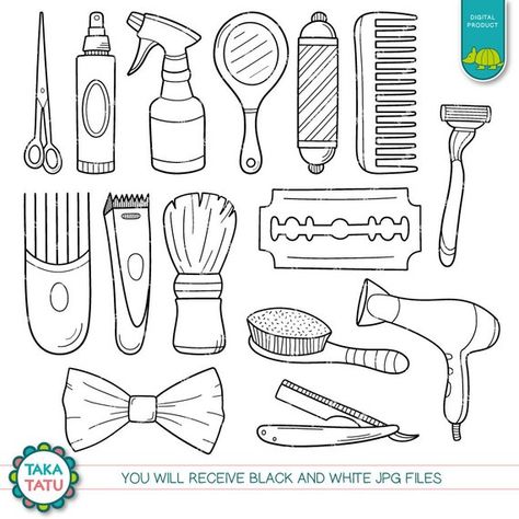 Barber Shop Digital Stamp Barber Shop Clipart / Salon | Etsy Hairstylist Drawings, Barber Doodle, Barber Cookies, Salon Drawing, Barber Shop Drawing, Hair Salon Illustration, Barber Drawing, Shopping Clipart, Paper Animals