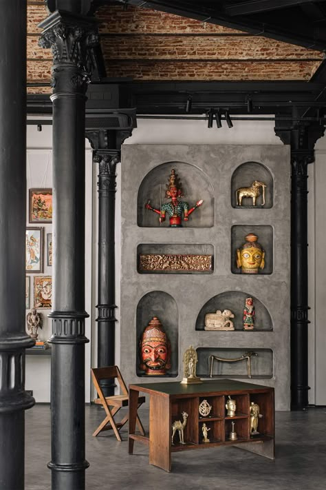 South Bombay, Sunny Interior, Sangeet Dresses, Antiques Store, Indian Interior Design, Pichwai Art, Heritage Building, Living Room Decor Indian, Concrete Effect Paint