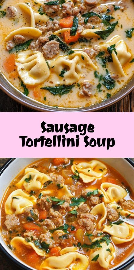 Savor the Season with Savory Sausage Tortellini Autumn Soup | Cozy Fall Recipe Warm up this November with a comforting bowl of Sausage Tortellini Autumn Soup! This hearty dish combines flavorful Italian sausage, tender tortellini, and seasonal veggies, perfect for chilly evenings. Easy to make and full of autumn goodness, it’s a must-try for any soup lover! :fallen_leaf::bowl_with_spoon: #SausageTortelliniSoup #AutumnRecipes #ComfortFood Crockpot Italian Sausage, Italian Sausage Tortellini Soup, Fine Cooking Recipes, Recipe For Sausage, Hearty Chicken Soup, Soup Cozy, Autumn Soup, Italian Soup Recipes, Spinach Tortellini Soup