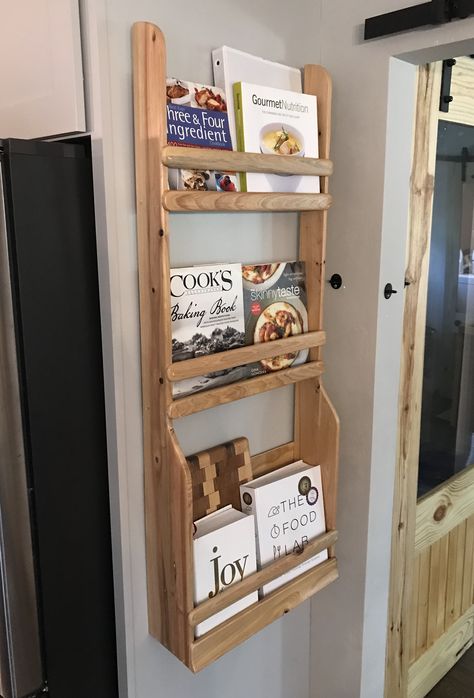 Where To Put Cookbooks In Kitchen, Recipe Book Shelf Kitchen, Kitchen Cook Book Shelf, Bookshelf Kitchen Storage, Recipe Book Shelf, Cookbook Organization Ideas, Displaying Cookbooks In Kitchen, Cookbook Display In Kitchen, Cook Book Display Ideas