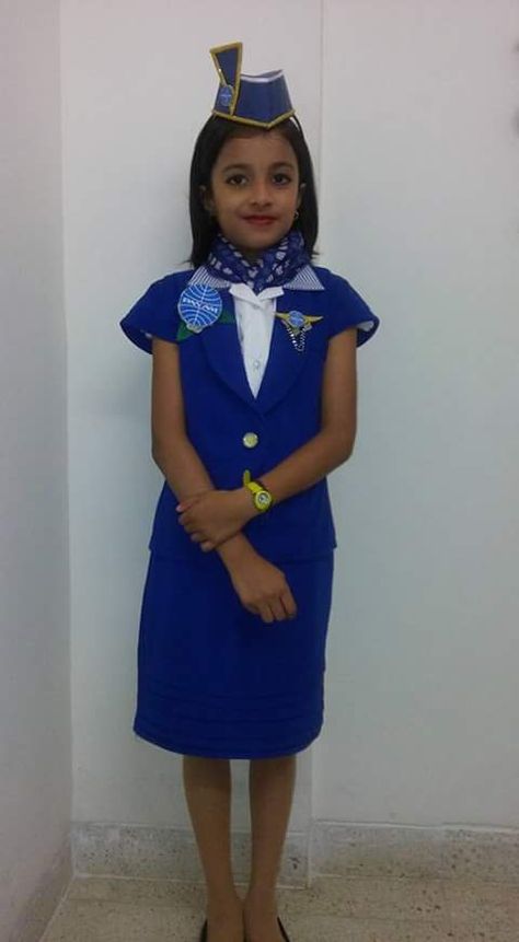 Fancy dress ideas for kids...Neerja  Bhanot, Air hostess for fancy dress Fancy Dress Competition Ideas For Girls, Fancy Dress Ideas For School Competition, Fancy Dress Competition Ideas, Neerja Bhanot, Fancy Dress Ideas For Kids, Air Hostess Dress, Hostess Uniform, Career Costumes, Air Hostess Uniform