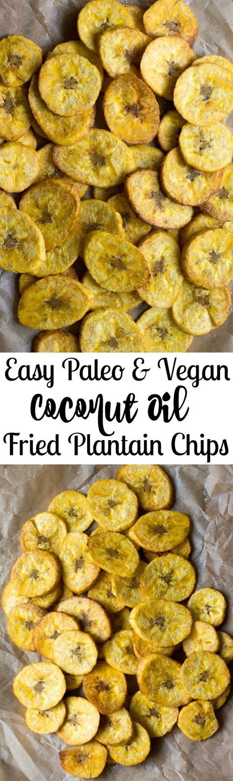 Easy Paleo, vegan and Whole30 coconut oil fried plantain chips Whole 30 Plantain Recipes, Whole 30 Crunchy Snacks, Salty Paleo Snacks, Homemade Plantain Chips, Whole 30 Snack Recipes, Healthy Homemade Snacks Clean Eating, Whole 30 Chips, Whole30 Chips, Salty Healthy Snacks