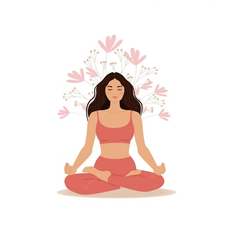 Premium Vector | Vector yoga studio the girl sits in the lotus position vector illustration in flat style