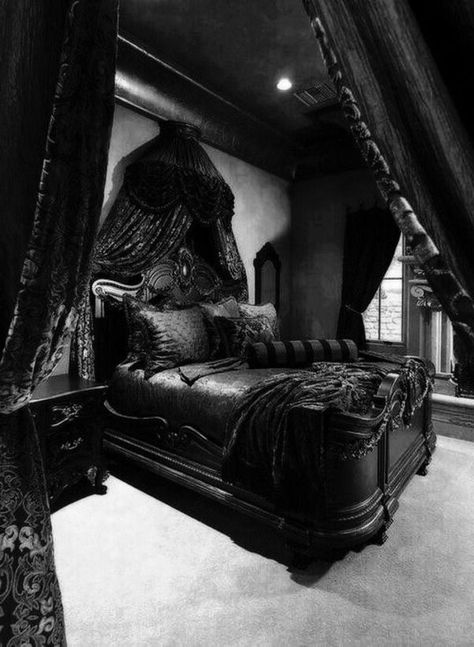 Gothic Bedroom Furniture, Black Bedroom Furniture Set, Black Bedroom Design, Gothic Room, Gothic Interior, Gothic Bedroom, Black Bedroom Furniture, Dark Bedroom, Gothic Furniture