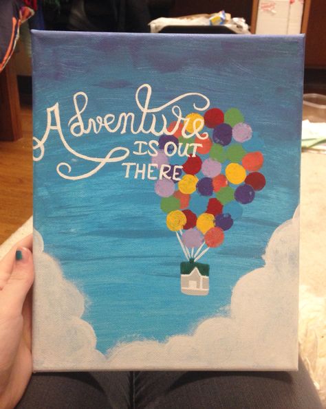 Adventure is out there! Up movie inspired canvas painting. Disney Canvas Art, Disney Canvas, Disney Paintings, Adventure Is Out There, Disney Up, Small Canvas Paintings, Simple Canvas Paintings, Cute Canvas Paintings, Easy Canvas Art