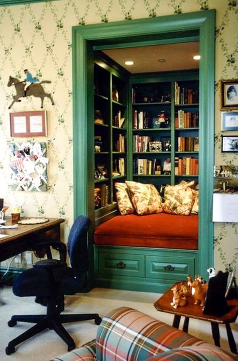 The Best Reading Nooks to Escape Into Closet Into Book Nook, Small Closet Library Ideas, Small Closet Turned Into Reading Nook, Reading Nook Diy Corner, Making A Reading Nook, Luxury Reading Nook, Closet To Nook Conversion, Rv Reading Nook, Reading Nook Sunroom