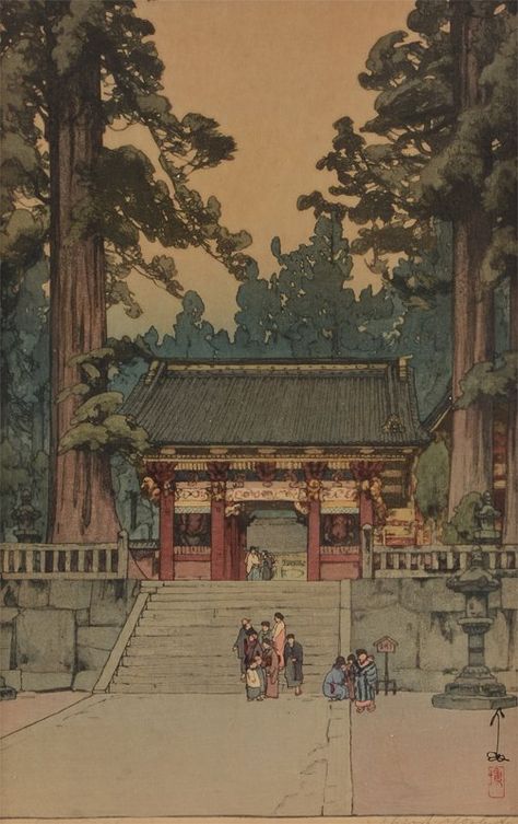 Toshogu Shrine yoshida Hiroshi Yoshida, Kawase Hasui, Japanese Art Prints, Japanese Artwork, Japanese Illustration, Traditional Japanese Art, Wood Block Printing, Traditional Landscape, Art Japonais