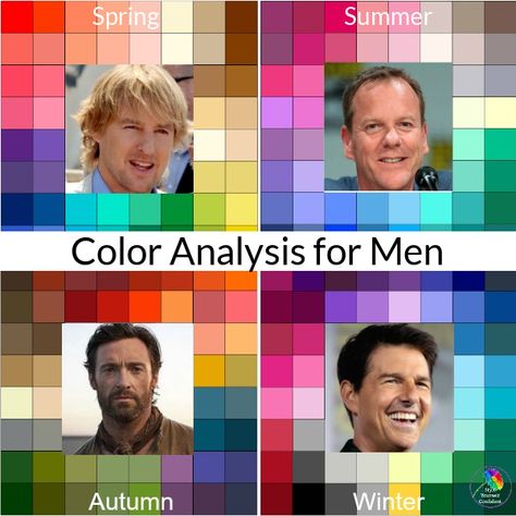 Color Analysis for Men Color Palette For Men Fashion, Men Colour Palette, Men’s Color Palette, Mens Summer Color Palette, Deep Winter Color Palette Men, Deep Winter Color Palette Outfits Men, Soft Summer Men Color Palettes, Soft Autumn Color Palette Men, Deep Winter Palette Outfits Men