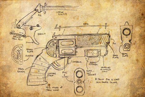 Steampunk Revolver Survivor Halloween Costume, Steampunk Revolver, Captain Outfit, Airship Captain, Steampunk Machine, Skin Mapping, In Medias Res, Steampunk Airship, Notebook Sketches