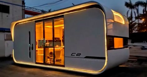 Eco-Friendly Tiny Smart House Costs $52k Furnished And Can Comfortably Sleep A Family Of 4 | Bored Panda Casa Container, Prefabricated Houses, Family Of 4, Container House Design, Prefab Homes, Affordable Housing, Mobile Home, Home Look, Container House