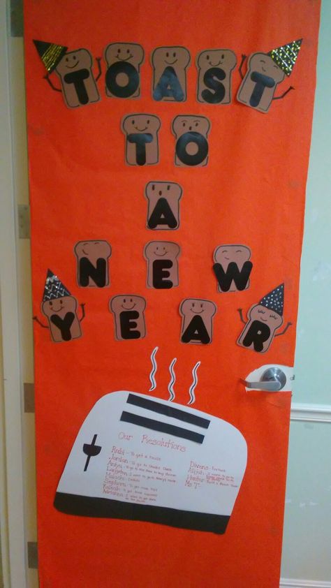 January Room Decor, New Year Daycare Door, New Years Board Ideas Teachers, New Year Door Ideas For Classroom, Meet Our Teachers Bulletin Board, New Years Preschool Door Ideas, New Years Eve Bulletin Board Ideas, New Year New Me Bulletin Board, January Infant Bulletin Board Ideas