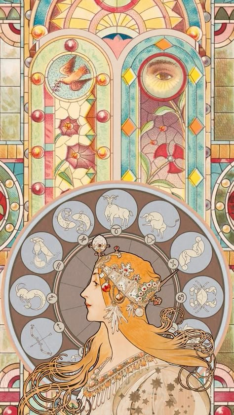 Alphonse Mucha Wallpaper, Mucha Wallpapers, Art Nouveau Wallpaper Iphone, Mucha Inspired Art, Art Nouveau Background, Mucha Style Illustration, Art Nouveau Phone Wallpaper, Alphonse Mucha Moon, Alphonse Mucha Advertisements