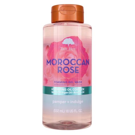 Enjoy soft, smooth, and delicious-smelling skin with Tree Hut Moroccan Rose Foaming Gel Body Wash! Made with Shea Butter, Moroccan Argan Oil, and Rosehip Oil, this foaming body cleanser creates a luxurious lather to cleanse skin without stripping away your skin's moisture, leaving your skin soft and smooth. Plus, our Moroccan Rose Foaming Gel Body Wash is lightly scented with notes of bergamot, tea rose, and amber. Tree Hut Foaming Gel Body Washes are formaldehyde-free, paraben-free, and sulfate Tree Hut Moroccan Rose, Moroccan Rose, Foaming Body Wash, Perfume Floral, Shaving Oil, Moroccan Argan Oil, Sugar Body, Sugar Body Scrub, Tree Hut