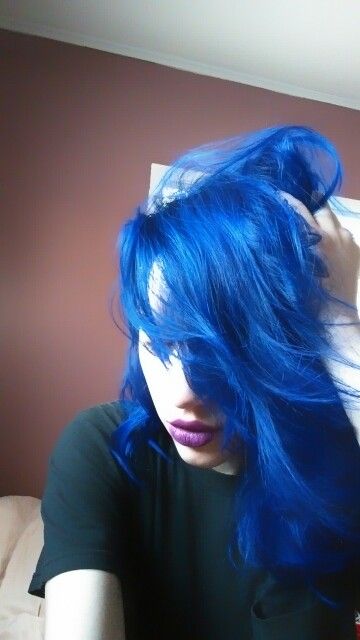 Manic Panic Blue Moon, Dark Vibrant Blue Hair, Goth Blue Hair, Punk Blue Hair, Rockabilly Blue Manic Panic, Dark Blue Hair, Everything Is Blue, Hair Jewels, Emo Hair