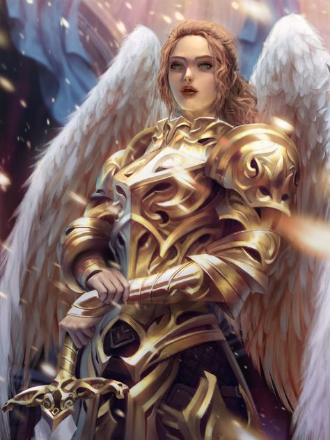 ArtStation - Archangel, Lorenz Basuki 천사와 악마, Archangel Jophiel, Illustration Fantasy, Angel Warrior, Ange Demon, Fantasy Armor, Fantasy Warrior, Angels And Demons, Arte Fantasy