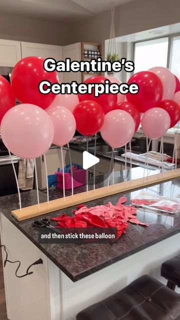 Alexandria Olsen | DIY & Home Design | Utah on Instagram: "Looking for a wow factor without a big budget? This is my favorite decorating item I’ve made that I pull out again and again. Just find a board that’s any length you want it and drill a bunch of holes the size of these plastic balloon sticks. Add balloons to each balloon stick and pop the end of the sticks into the holes. You can find a pack of these balloon sticks at Walmart for only a couple dollars. I have used this for a bridal shower centerpiece, at a wedding reception, and I love to pull it out for my kid’s birthdays. #bridalshowercenterpieces #birthdaycenterpieces #partycenterpieces #galentinescenterpieces #largecenterpiece" Ballon Sticks Ideas, Balloon Stick Centerpiece, Balloon Sticks Ideas, Balloons On Sticks, Stick Centerpieces, Bridal Shower Centerpiece, Balloon Stick, Plastic Balloons, Bridal Shower Centerpieces