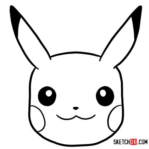 Pikachu Drawing Easy, Easy Pokemon Drawings, Simple Cartoon Characters, Easy Cartoon Characters, Pikachu Face, Naruto Drawings Easy, Pokemon Faces, Face Coloring, Pikachu Coloring Page