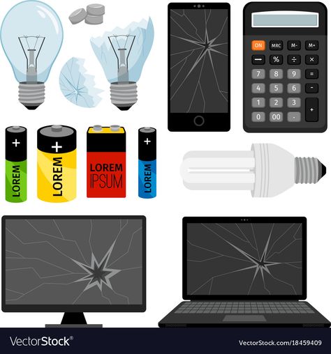 Drawings For School, Bulb Vector, Phone Cartoon, Light Bulb Vector, Electronic Waste, Vector Technology, E Waste, Waste Collection, Diy Templates