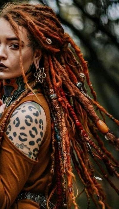 Short Hair With Partial Dreads, Dreads Red Hair, Red Hair Dreadlocks, Red Hair Dreads, Dreads Jewelry, Dreadlocks With Beads, Dreads With Beads, White Girl Dreads, Red Dreadlocks