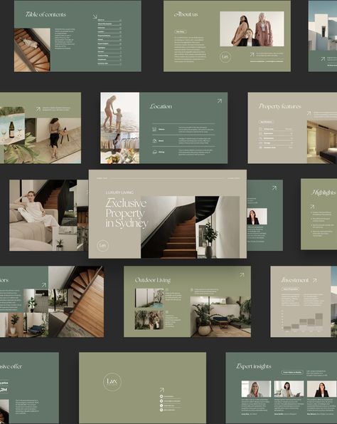 Introducing our Luxury Real Estate Presentation Template, crafted by industry experts to meet the needs of real estate professionals, agencies, and luxury property marketers. This sophisticated Canva template features 15 meticulously designed slides, offering a premium and exclusive design not found in the Canva library, so you get a unique and specific presentation tailored to stand out. Key Features: * Expertly Designed: Created by industry experts with real copy for inspiration, ensuring prof Luxury Keynote Design, Design Agency Presentation, Real Estate Portfolio Design, Presentation Design Elegant, Sophisticated Presentation Design, Real Estate Presentation Template, Modern Ppt Design, Premium Presentation Design, Presentation Slides Design Layout