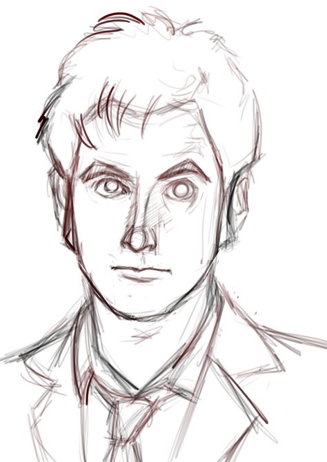 David Tennant Wip Doctor Who References, How To Draw David Tennant, David Tennant Drawing, Doctor Drawing, Doctor Who Fan Art, Whose Line, 10th Doctor, Tenth Doctor, Big Bad Wolf