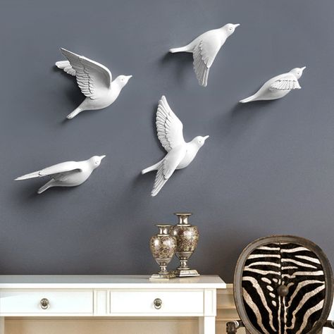 Freedom Wall, White Birds, Bird Wall Decor, Bird Statues, Wall Stickers Bedroom, Wall Ornaments, Bird Wall Art, Creative Wall, Wall Background