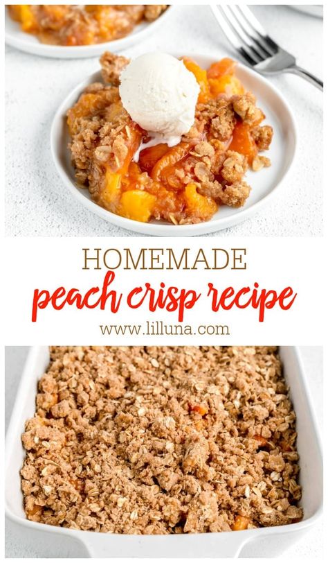 Easy Peach Crisp, Homemade Peach Cobbler, Peach Crisp Recipe, Peach Dessert Recipes, Peach Crisp, Dessert Simple, Peach Desserts, Peach Cobbler Recipe, Canned Peaches